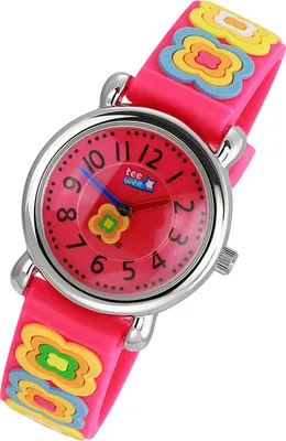 Immagine prodotto di Orologio Tee-Wee per bambini cinturino in gomma a fiori rosa orologio analogico al quarzo UW365P