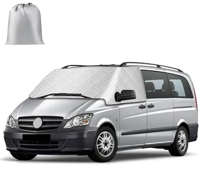 Image de Cache-vent pour pare-brise Mercedes Vito W639 (2003-2014) - Protection pour toutes saisons, protection contre le soleil, protection contre le givre