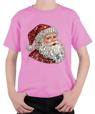 Produktbild von Weihnachtsmann Juwelen Mosaik Vintage Weihnachten Glitzer Uni Kinder T-Shirt, Pink, 140