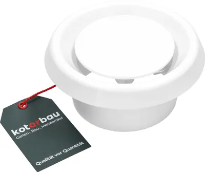 Produktbild von KOTARBAU® Tellerventil Rund für Rohranschluss Ø 100mm Weiß Anemostat Ablufttellerventil Lüftungsgitter Deckenventil Kunststoff Decken Diffusor Abluft Lüftungsventile Abdeckungs Ausgangswand Decken Dif