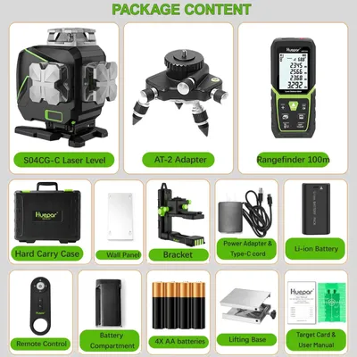 Image de Niveau laser 4D avec 16 lignes, écran LCD, Bluetooth, télécommande et télémètre laser