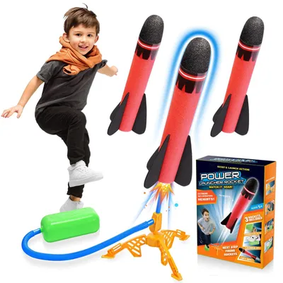 Produktbild von Fußrakete Spielzeugrakete Schaumstoffraketen - Luftfußpedal - Rot - Für Kinder von 3 bis 12 Jahren