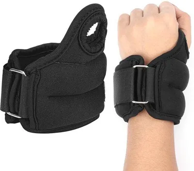 Produktbild von Unyqoos® Verstellbare Handgelenk- & Fußgewichte 2er-Set, 0,5 kg je Stück, schwarz, Neopren mit Eisensandfüllung, Daumenschlaufen