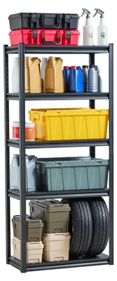 Produktbild von VEVOR Lagerregale, 2000 lbs, 5-stufige Garage-Lagerregale, 18" T x 32" B x 72" H verstellbare Metallregale für Garage Regal, ideal für Küche, Lagerhaus, Keller, Schwarz, 16x32x72 Zoll