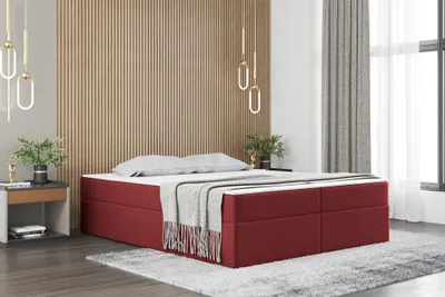 Produktbild von Boxspringbett Schlafzimmerbett PRIMA 180x220cm Stoff Rot inkl. Bettkasten