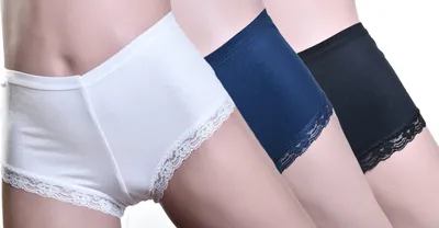 Produktbild von TOKER COLLECTION®Panty Damen Hipster / Panty mit weicher Spitze 3 StückPackung, Farbenmix Weiß, Marine, Schwarz, Größe M