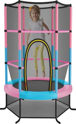 Produktbild von GOPLUS Ø165 x 191 cm Gartentrampolin, Kindertrampolin bis 135 kg für Kinder ab 3, Outdoortrampolin mit Sicherheitsnetz, Rosa