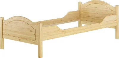 A wooden bed frame on a white background.