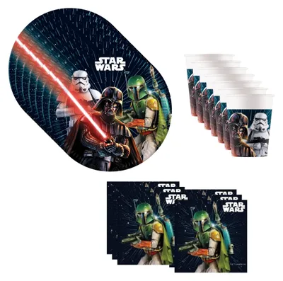 Produktbild von STAR WARS GALAXY Kindergeburtstag Party Deko Set Geschirr 36-tlg für 8 Kinder