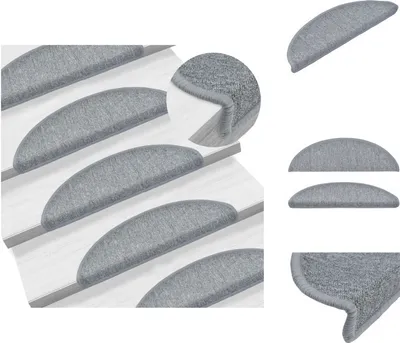 Produktbild von vidaXL 15 Stk. Treppenmatten Hellgrau 56 x 17 x 3 cm -  Stufenteppiche