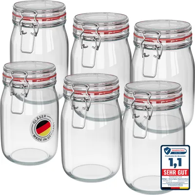 Produktbild von WELLGRO Einmachgläser mit Bügelverschluss rund 1140ml - Vorratsgläser