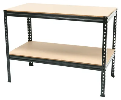 Immagine prodotto di Banco da lavoro a due ripiani,per officina garage e fai-da-te, in acciaio super resistente nero,120 cm