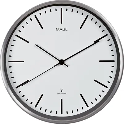 Image de MAUL Horloge murale MAULfly Ø 30.5 x 5 cm radiocommandée aluminium 1 x AA (1.5 V) blanc