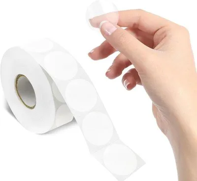 Produktbild von Runde transparente Ziegelstickers - 1000 selbstklebende Etiketten mit Perforationslinie