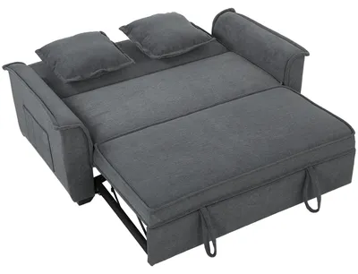 Produktbild von Futon-Schlafsofa, verstellbare Rückenlehne, 2-Sitzer mit 2 Kissen, Dunkelgrau