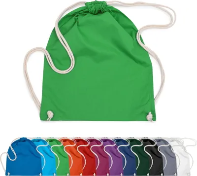 Produktbild von Baumwoll Turnbeutel 37x46 Sportbeutel Zuziehbeutel Gym Sack Schuhbeutel Rucksack, in Farbe: Grün