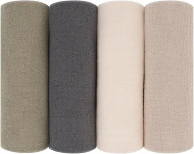 Productafbeelding van Famanu Muslin Doeken voor Baby's - 100% katoen, dubbel geweven, 60x60 cm, 4 stuks - Grijs