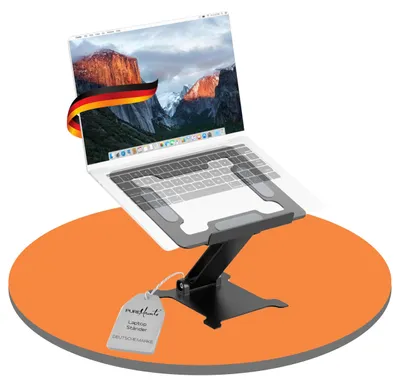 Produktbild von PureMounts Laptop Ständer faltbar höhenverstellbar Aluminium Notebookhalter – bis 15 Zoll höhenverstellbar