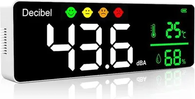 Obrázok produktu pre Profesionálny merač hluku a kvality ovzdušia s 11-palcovým LCD displejom, alarmom a USB portom pre domáce kancelárie a priemysel