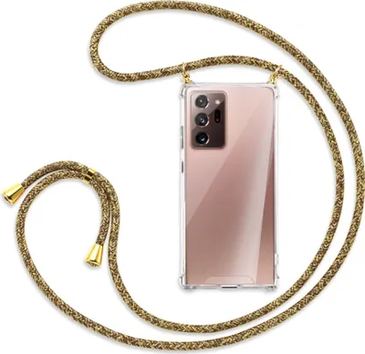 Produktbild von Handykette Backcover-Schutzhülle mit Band (Metall goldfarben) für Samsung Galaxy Note 20 Ultra - braun+beige