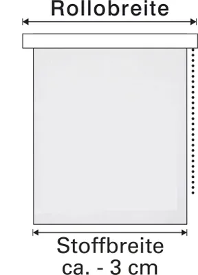 Diagram showing measurements for a roller blind.