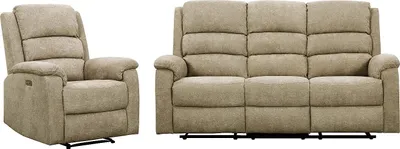 Produktbild von Couchgarnitur mit elektrischer Relaxfunktion 3+1 - Stoff - Taupe - NEVERS