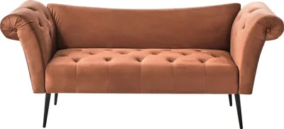 Obrázek produktu pro BELIANI Lenoška zlatohnědá sametové čalounění prošívaná oboustranná s černými nohami glamour styl