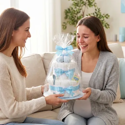 Produktbild von Windeltorte 2 Etagen, blau, Babysocken, Babyparty