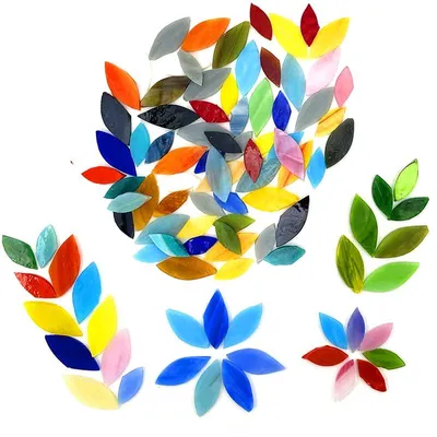 Glas Blütenblatt Mosaikfliesen, 100 Stück, bunt, DIY