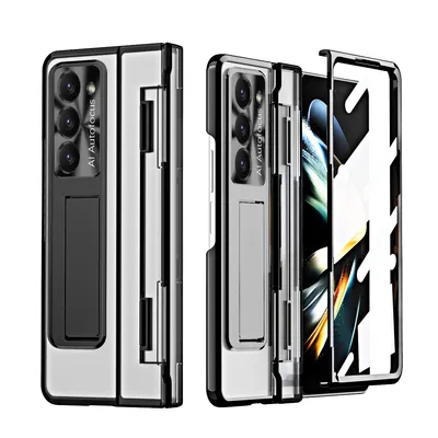 Obrázek produktu pro Pouzdro pro Samsung Galaxy Z Fold 5, Ochrana Displeje a Objektivu, Průhledné Galvanizované Pouzdro se Stojánkem černé
