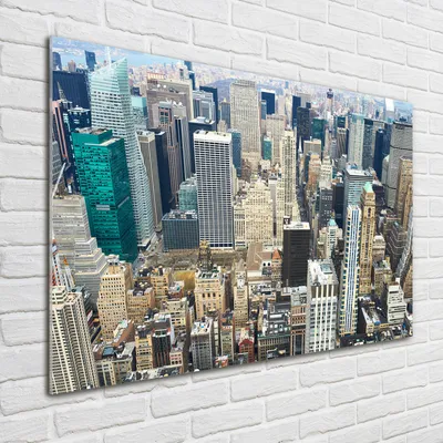 Produktbild von Tulup® Glas-Bild - 100 x 70 - Wandbild aus Glas - Wandkunst - Wandbild hinter gehärtetem Sicherheitsglas - Sehenswürdigkeiten & Architektur - Manhattan New York - Beige