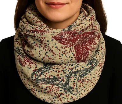 Produktbild von Damen Loopschal Schal Halstuch Tuch Grau/Lachs