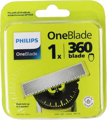 Produktbild von Philips Norelco OneBlade OneBlade QP410/50 Ersatzklinge 360, Rasierklinge, 1 Kopf/Köpfe, Schwarz, Grün, 4 Monat( e), Philips, QP25xx, QP26xx, QP65xx, QP66xx, QP15XX