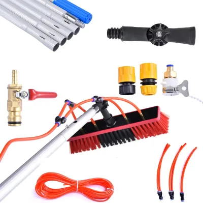 Produktbild von Solarmodul-Reinigungsbürste - Fensterreinigungsset - 6 m Teleskopstiel - Drehbarer Griff - Aluminiumstiel - PP-Abzieher - Für Außenbereiche und hohe Fenster