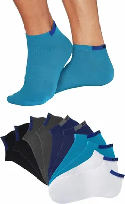 Produktbild von H.I.S. Sneakersocken Sneaker Socken Herren Damen, Kurzschaft Socken 10 -teilig 2x schwarz, 2x grau, 2x blau, 2x türkis, 2x weiß Größe 43/46