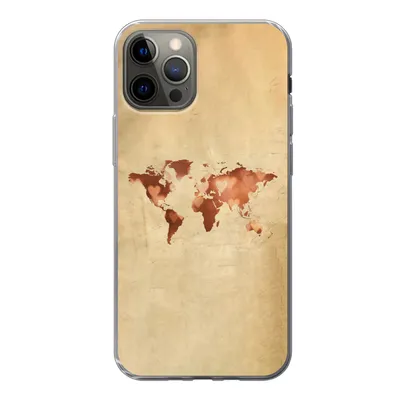 Produktbild von MuchoWow® Handyhülle Schutzhülle Hülle für iPhone 13 Pro Weltkarte - Herz - Braun Silikon Softcase Handy Hülle - Handy-Tasche
