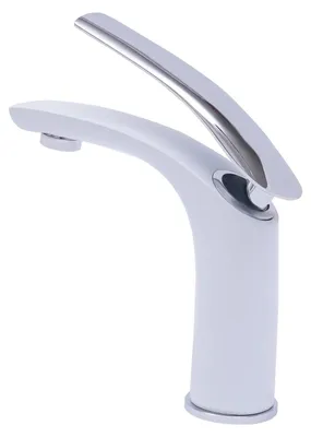 Produktbild von Badezimmer Wasserhahn - Waschbeckenarmatur - Einhebel - Deckmontage - Messingkörper - Ventilkern aus Edelstahl - G3/8 - Weiß/Silber