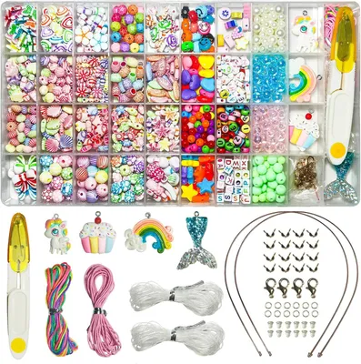 Produktbild von DIY Perlen Set für Kinder, 36 Fächer, Perlen und Charms, Kreatives Schmuckmachen, für Mädchen 5-12 Jahre