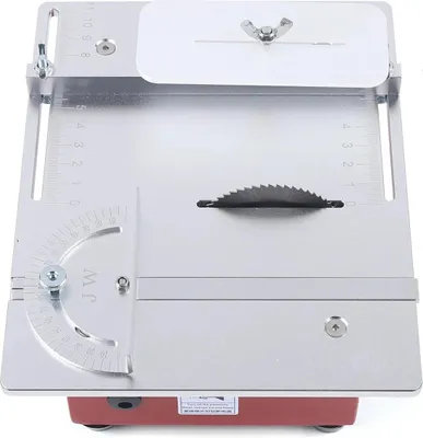 Image de Mini scie circulaire de table - Scie de précision - 4600 tr/min - 220 V DC - 20×16×8 cm - Prise EU - Argent
