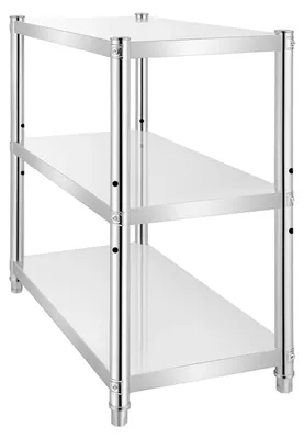 Produktbild von Regal aus Edelstahl - 3-stöckiges Küchenregal 80×80×40 cm - Verstellbare Ebenen - Tragkraft 20–30 kg - Freistehendes Lagerregal für Küche und Garage - Silber