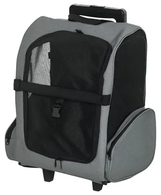 Produktbild von Tiertransporttasche auf Rollen - 2-in-1 Hunde- und Katzenrucksack - Trolley mit Teleskopgriff - Rollende Transportbox - Armeegrün