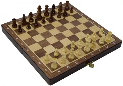 Produktbild von Schachspiel – zusammenklappbar – braun – 23 cm x 23 cm