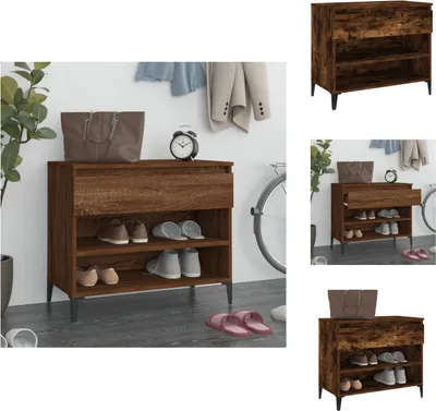 Produktbild von vidaXL Schuhregal Räuchereiche 70x36x60 cm Holzwerkstoff -  Schuhregale & -schränke