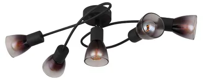 Produktbild von Deckenleuchte, Metall schwarz, Glas rauchfarben, L 58 cm