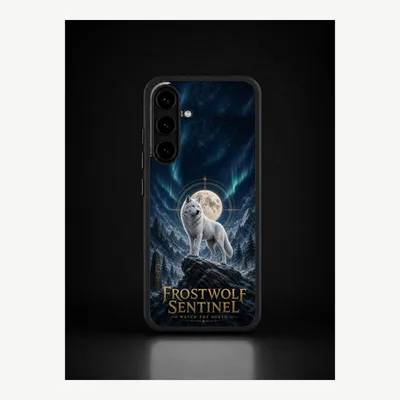 Productafbeelding van Samsung S25 hoesje, telefoonhoesje, beschermhoesje met Frostwolf-motief – LUNØIR ©