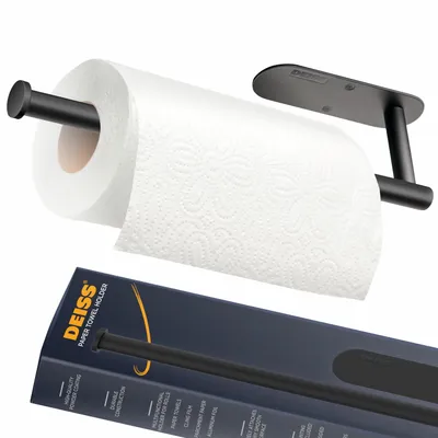 Imagen del producto de Soporte para toallas de papel Deiss PRO – Para debajo del mueble, en la pared o en la encimera, acero inoxidable, sistema de dispensación con una mano, diseño que ahorra espacio