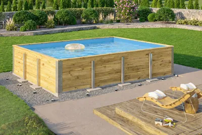 Produktbild von Massivholzpool Siargao Gr. 2, Folie Blau, 45mm Wandstärke
