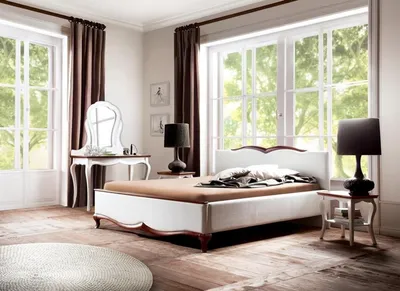 Produktbild von Komplett Schlafzimmer Set 4tlg Holzmöbel Hochwertiges Bett mit 2x Nachttische
