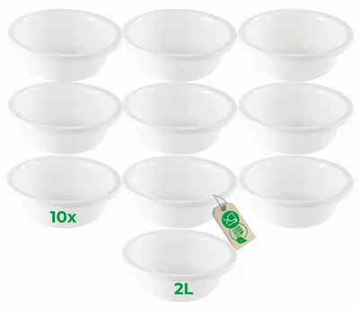 Produktbild von Novaliv 10x Spülschüssel Rund 2L, D24 cm, Weiß, BPA-frei & Spülmaschinenfest – Ideal für Küche und Camping, kleine Rundschüssel, Plastikschüssel klein, Waschschüssel klein, Plastic bowl