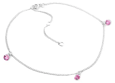 Produktbild von Fußkette Fußkettchen rosa Zirkonia Kristall 925 Silber verstellbar Damen